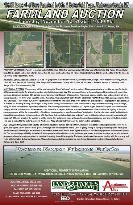 Farm Property for sale in Watonwan County, Minnesota