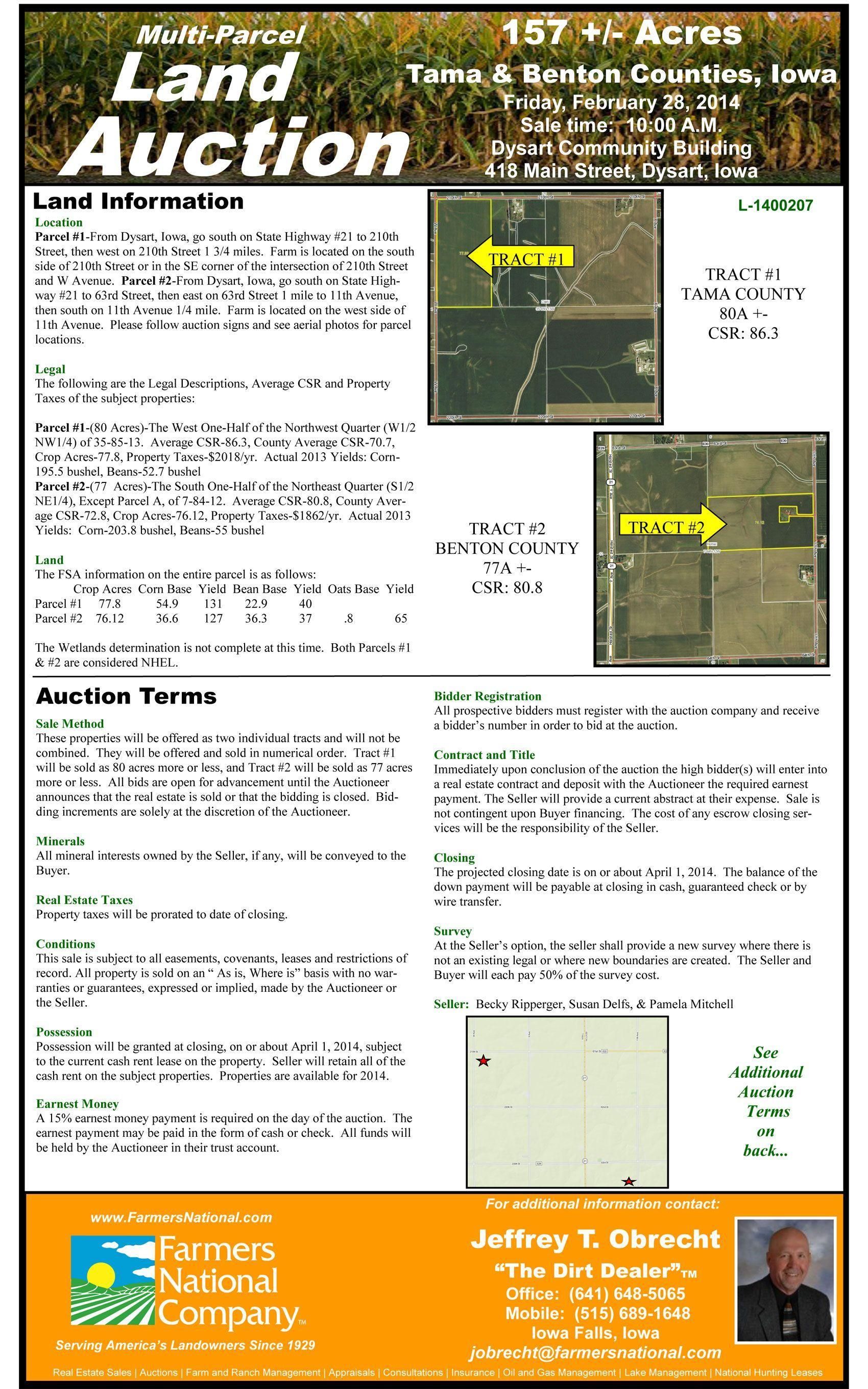 157 Acres, Dysart, IA Land and Farm