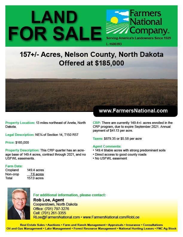 157 Acres, ND Land and Farm