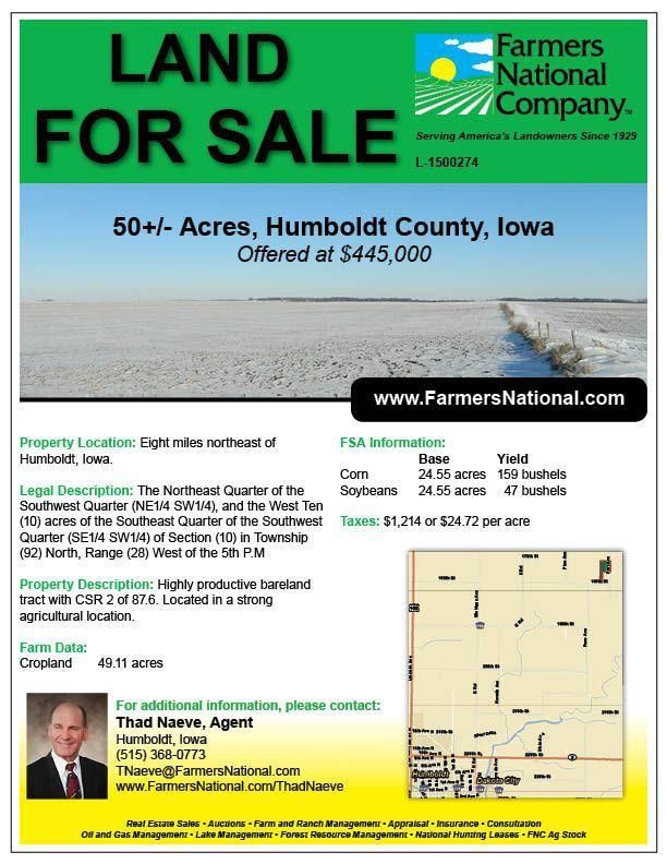 50 Acres, Humboldt, IA Land and Farm