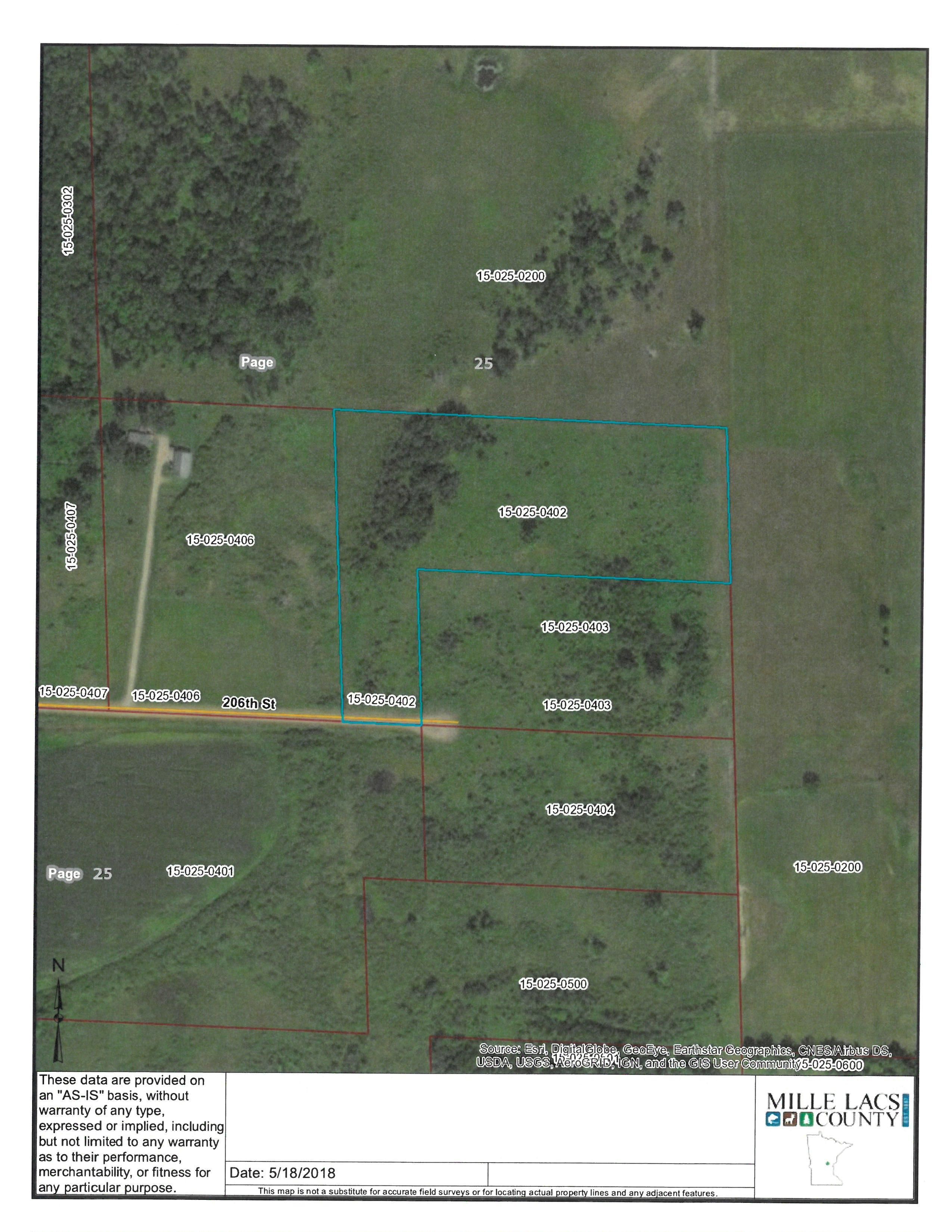 7.56 Acres, 15xxx 206th Street, Milaca, MN 56353 Land and Farm