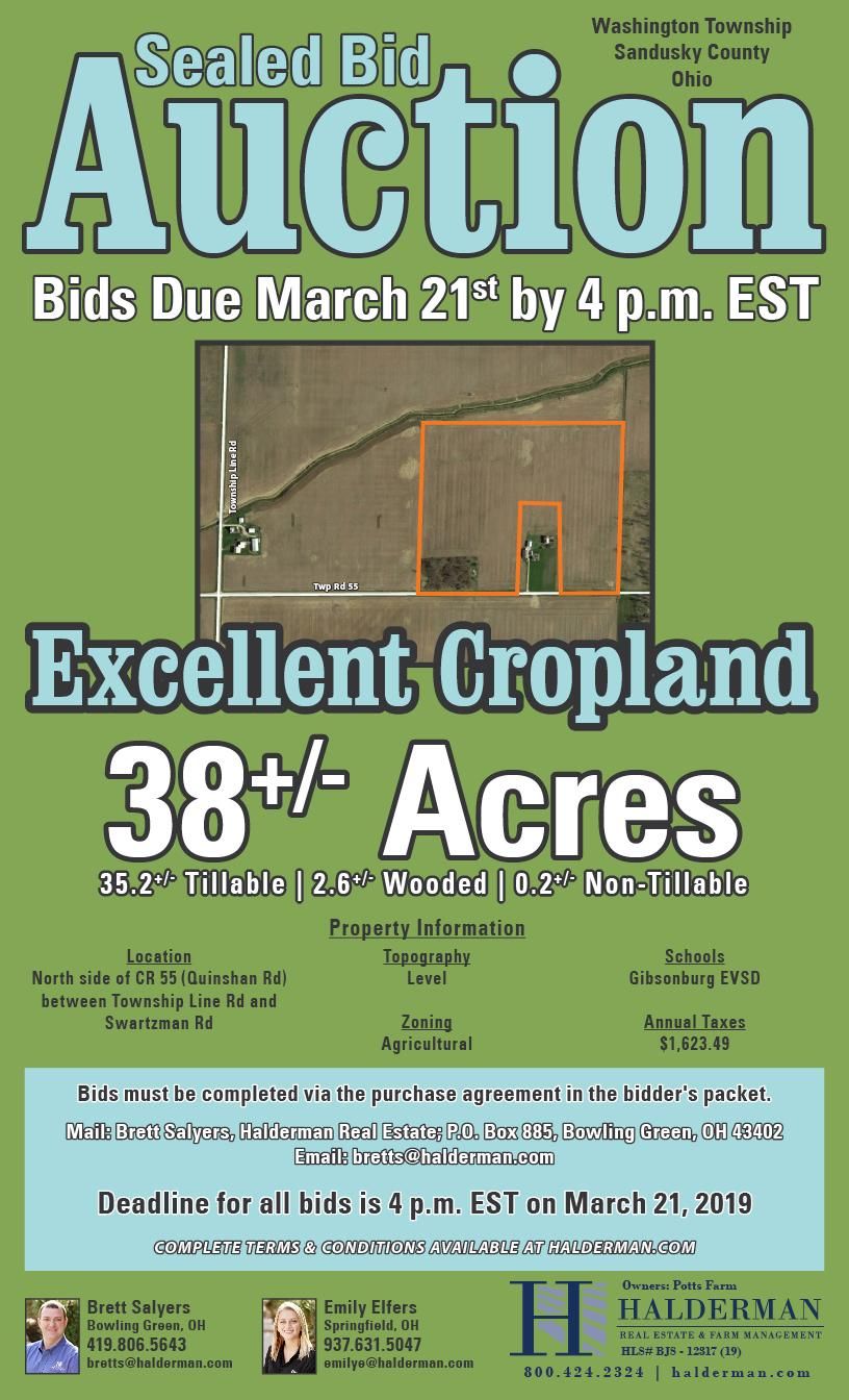 38 Acres, Quinshan Road, Helena, OH 43435 Land and Farm