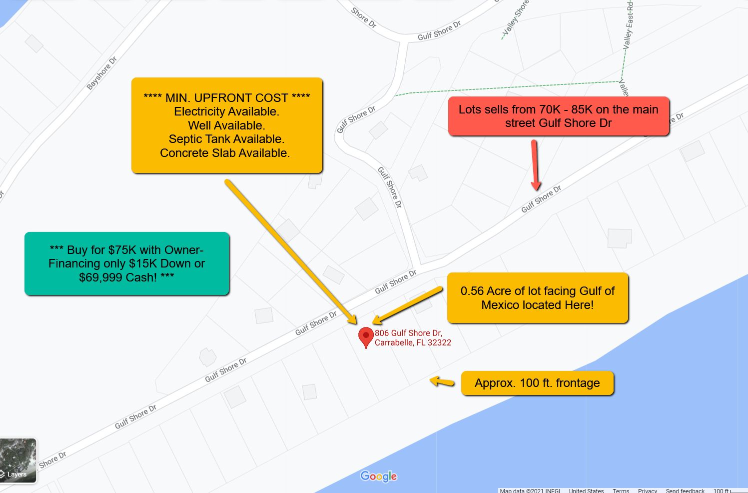 0.55 Acres, 806 Gulf Shore Dr, Carrabelle, FL 32322 Land and Farm