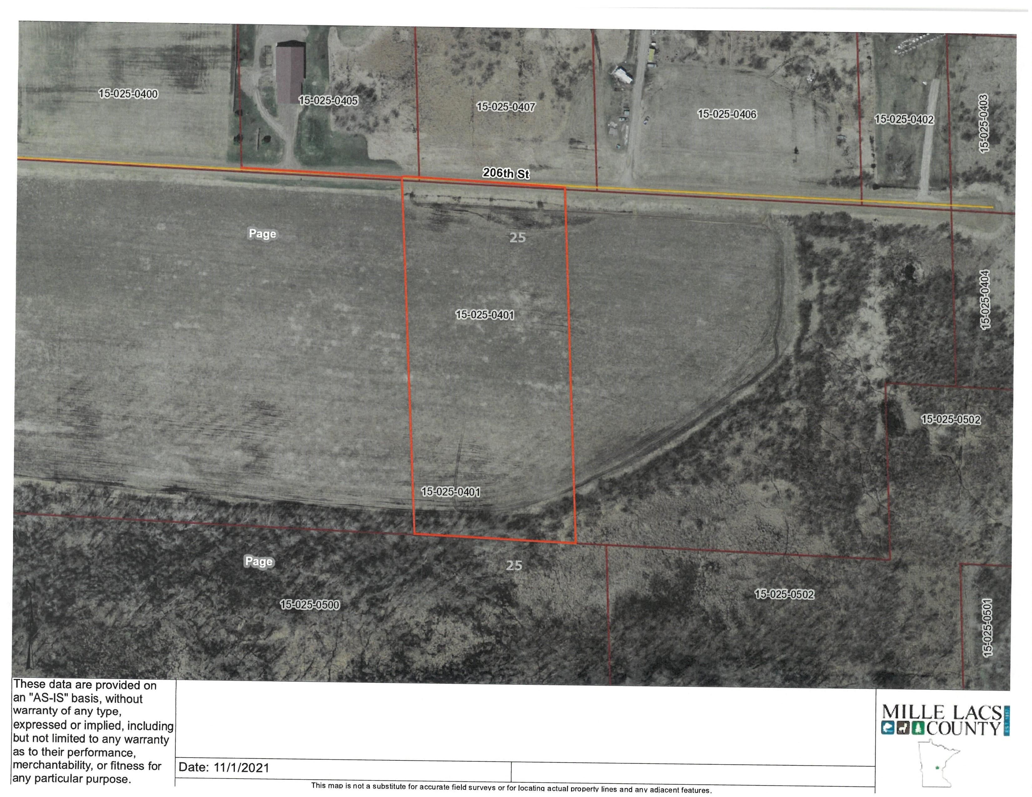 4.54 Acres, 15xxx 206th St, Milaca, MN 56353 Land and Farm
