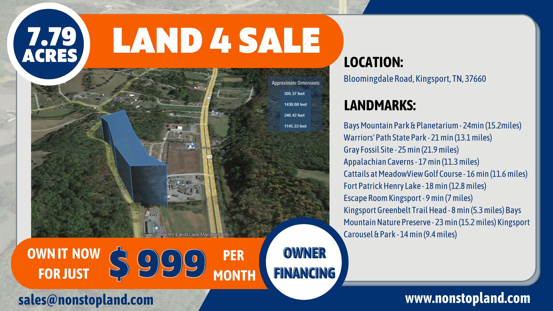 7.79 Acres, Bloomingdale Rd, Kingsport, TN 37660 Land and Farm