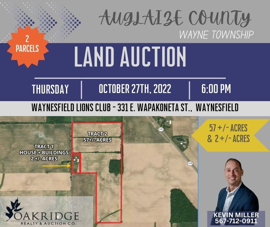 59 Acres, Worrel Road, Waynesfield, OH 45896 Land and Farm