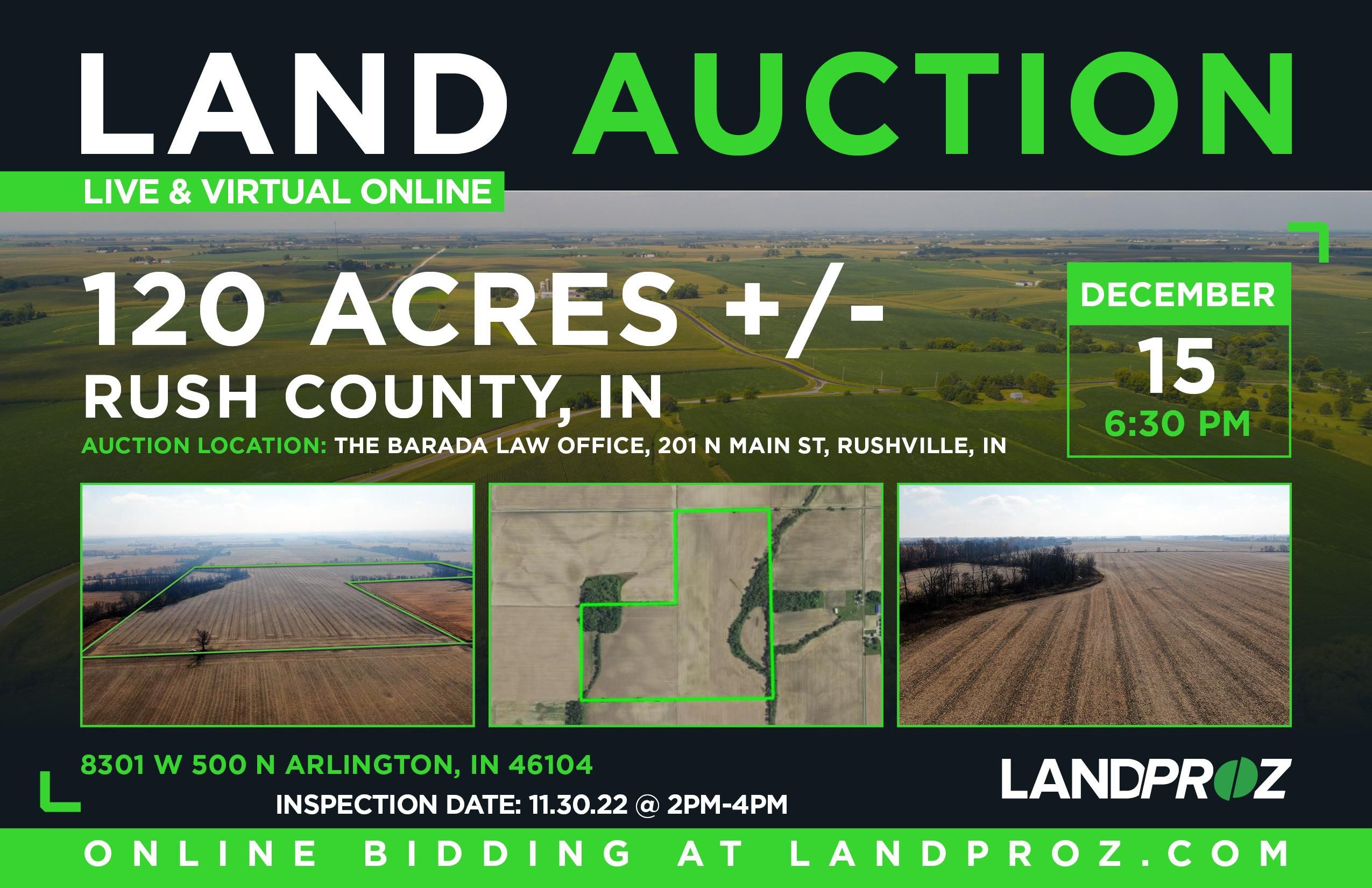 8301 West 500 North, Arlington, IN 46104 Land and Farm