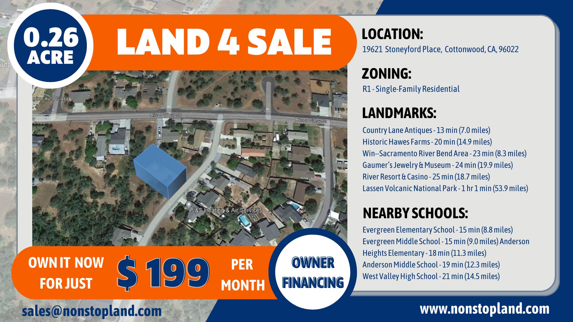 0.26 Acres, 19621 Stoneyford Place, Cottonwood, CA 96022 Land and Farm