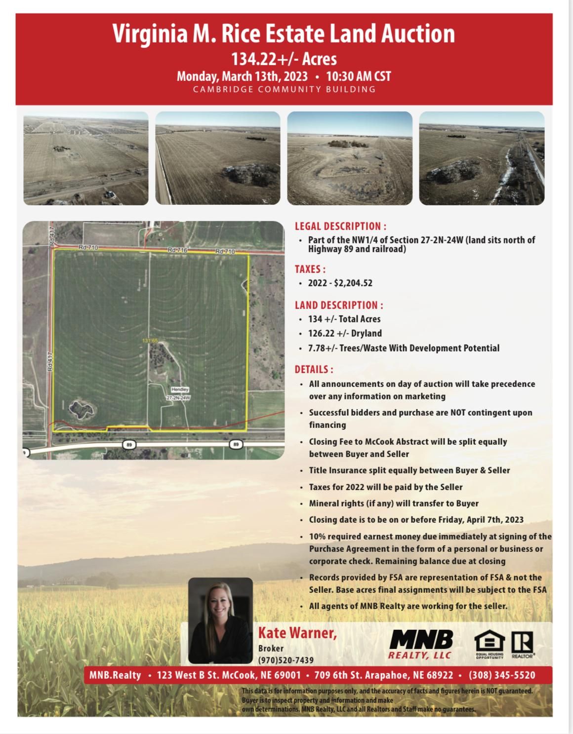 134.22 Acres, TBD, Hendley, Hendley, NE 68946 Land and Farm