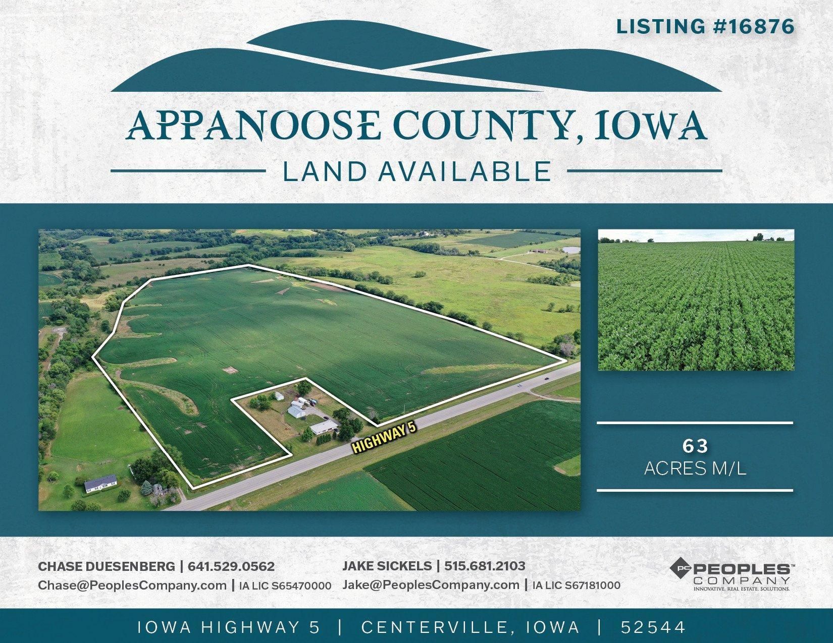 63 Acres, Iowa Highway 5, Centerville, IA 52544 Land and Farm