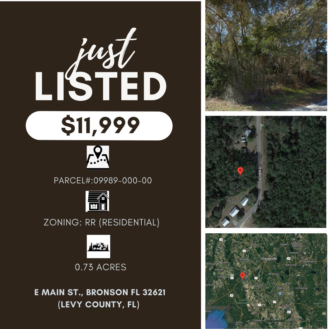 0.73 Acres, East Main Street, Bronson, FL 32621 Land and Farm
