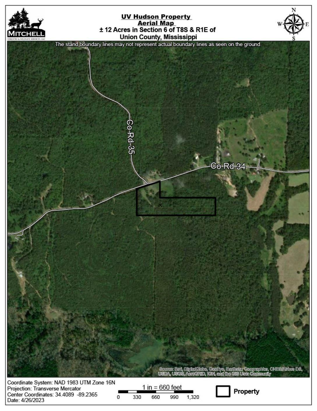 12 Acres, 1054 Co Rd 34, Thaxton, MS 38627 Land and Farm