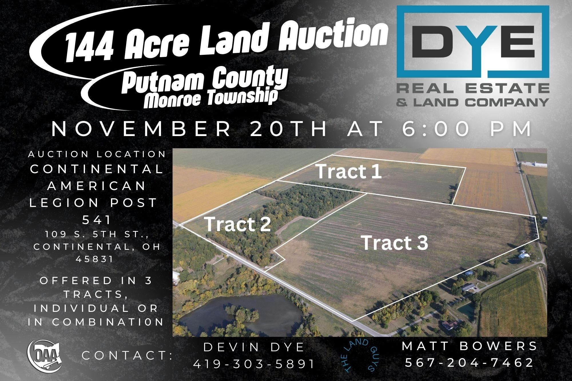 144 acres in Wisterman, OH, 45831 Land and Farm