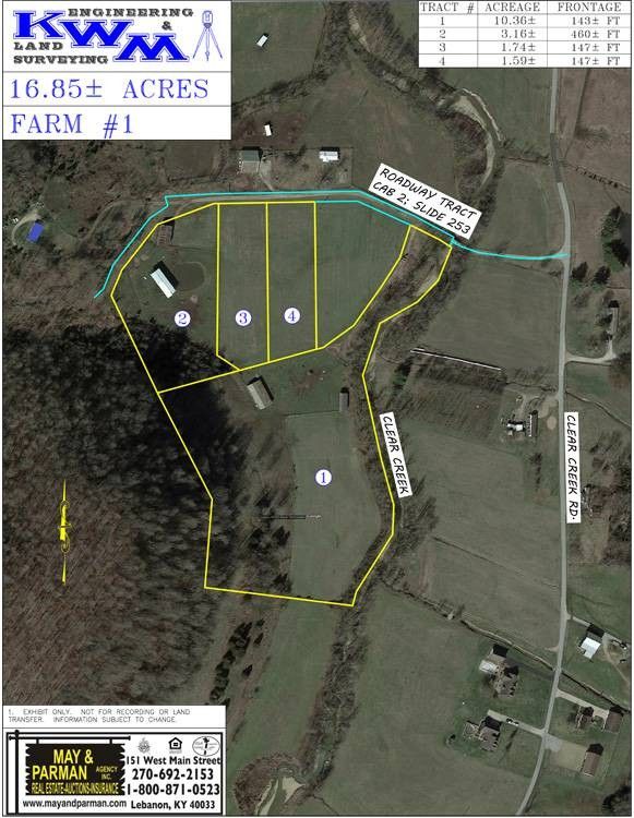 31.77 Acres, 1480 Clear Creek Rd., Raywick, KY 40060 Land and Farm