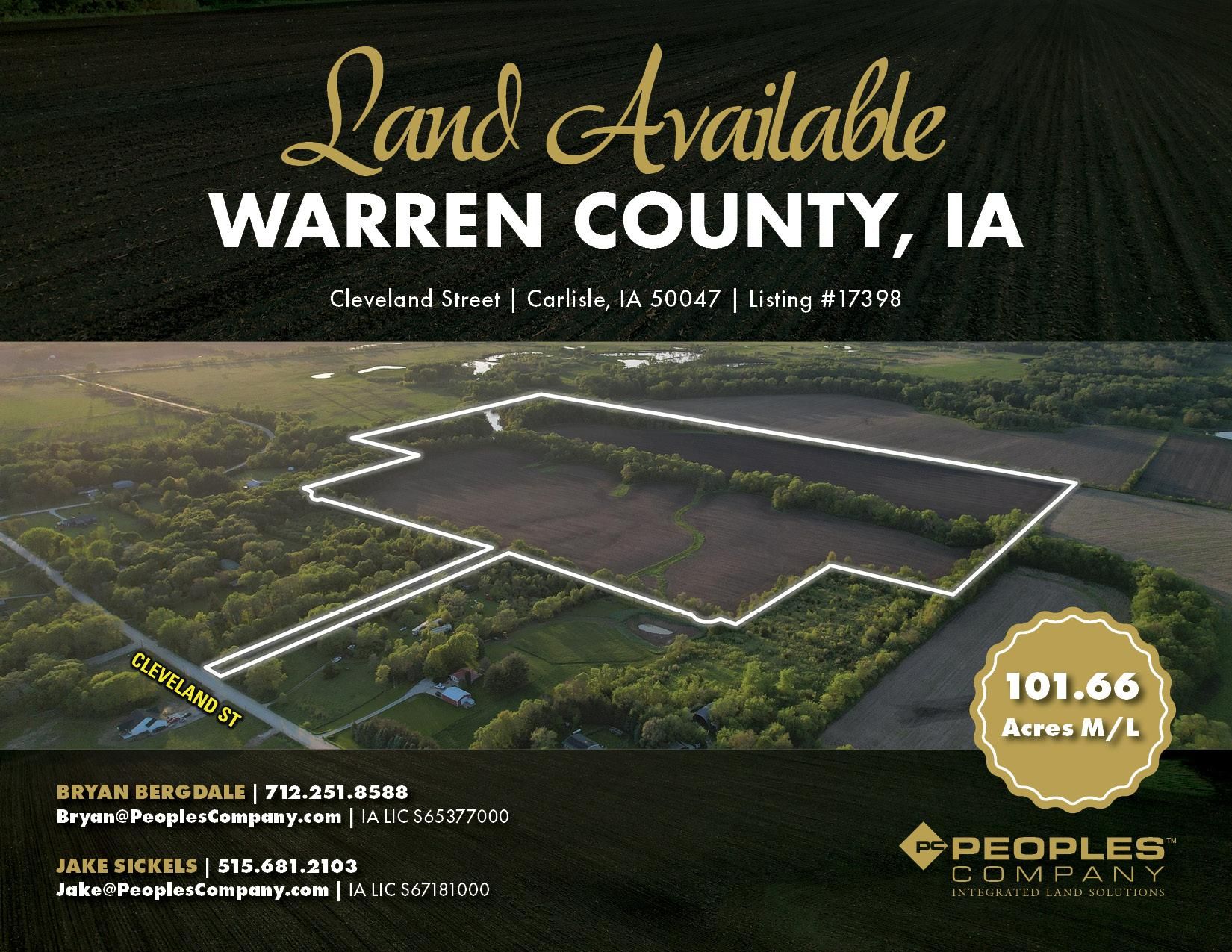 Cleveland Street, Carlisle, IA 50047 MLS 689290 Land and Farm