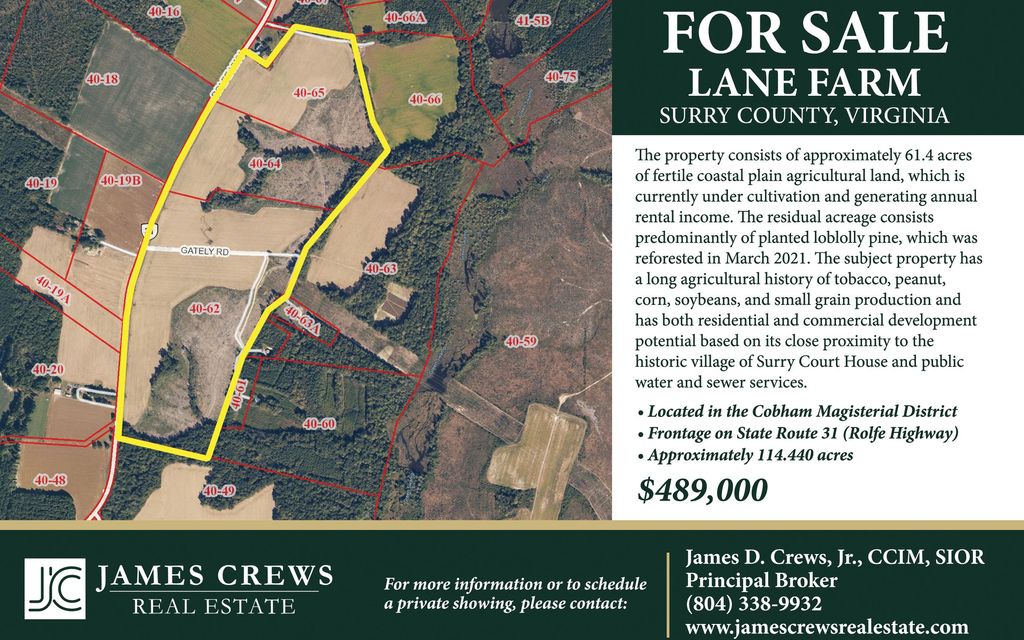 114.44 acres, Surry, VA, Property ID 15290404 Land and Farm